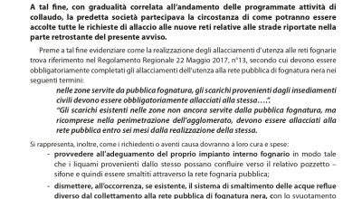 AVVISO PUBBLICO: Entrata in esercizio di alcune reti idriche e fognanti