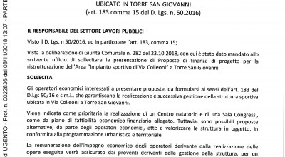 AVVISO PUBBLICO per la presentazione di proposte di finanza di progetto per l...